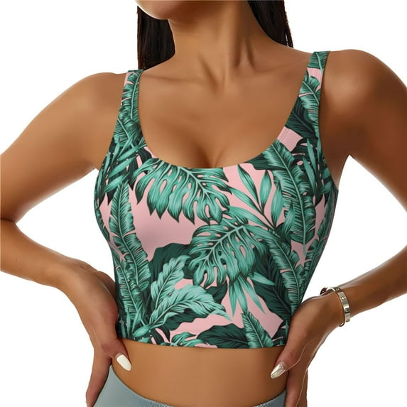 Sports Bra For Women, Summer Green Tree Sports Bras For Women High Support, Workout Tank Tops Woman With Removable Cups