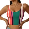 thumbnail image 1 of Sports Bra For Women, Vertical Stripes Sports Bras For Women High Support, Workout Tank Tops Woman With Removable Cups, 1 of 8