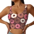 thumbnail image 1 of Sports Bra For Women, White Pink Brown Donut Sports Bras For Women High Support, Workout Tank Tops Woman With Removable Cups, 1 of 8