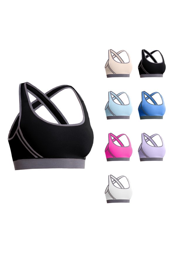 Sports Bra Gym Bra Non-Wired Women's Bralette Comfortable Seamless Padded Full Cup Bustier Top for Sleep Nursing & Light Sports in Multiple Colors