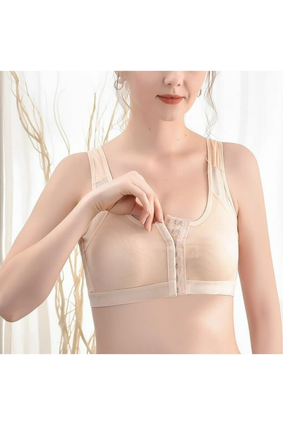 Sports Bra for Ladies CALAFEBILA T-shirt Bra Front Closure Padded Wire Free Halter High Impact High Elasticity Lovely Young Racerback Smoothing Cami Comfort Run Sleep