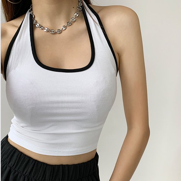 Sports Bra With Padded For Women Color Block Racerback Crop Tank Top Double Lined Yoga Shirt Womens Tops Adjustable Strap Tops for Women Bathing Suit Tops for Women Womens Athletic Tops Spaghetti Top