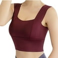 thumbnail image 1 of Sports Bra with Padding Women Training Sports Underwear Running Bralettes Yoga High Strength Shock-Proof Sports Bra V-Neck Seamless Bra Hook and Eye Closure Nursing Bra Style Y-549 , Red M, 1 of 3