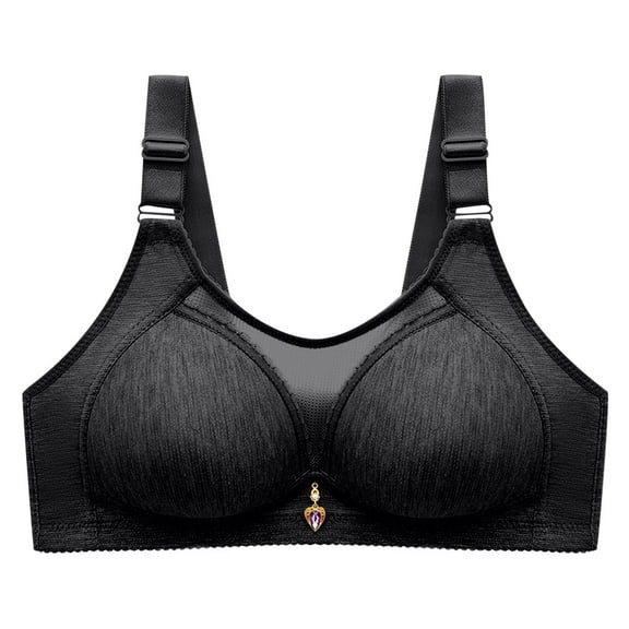 Sports Bra Plus Size Women Back-Smoothing Bra Feature V-Neck No Underwire Bra Style W-1124 Hook and Eye Closure Padded Sports Bra Black XXL