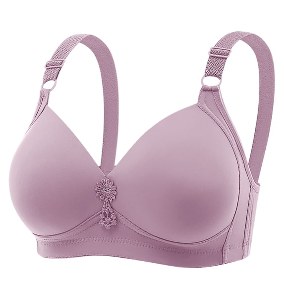 Sports Bra Plus Size Women Seamless Bra Feature V-Neck Full-Figure Bra Style W-252 Hook and Eye Closure Backless Bra Pinks-a 90