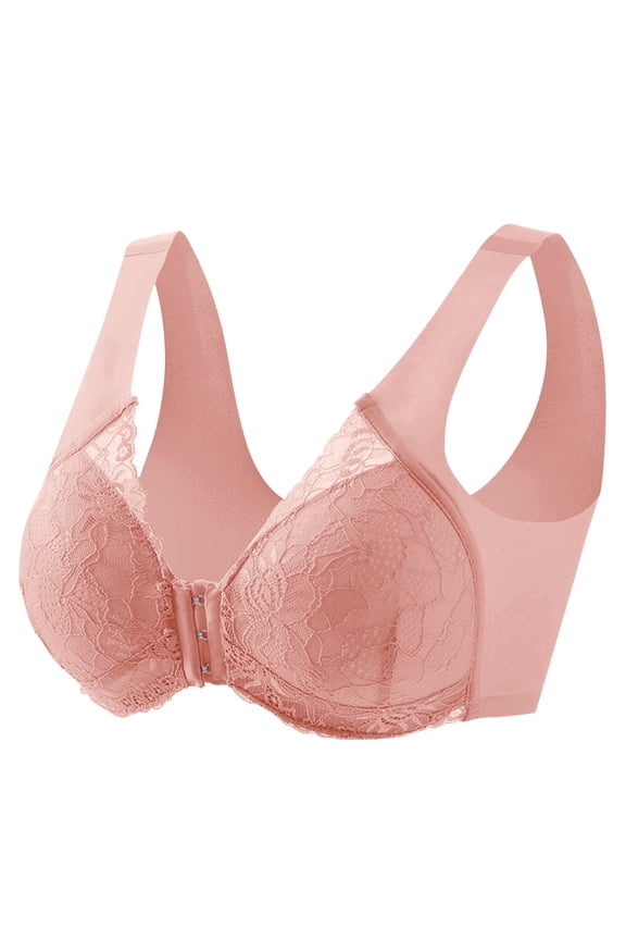 Sports Bra, Post Surgery Full Coverage Bra Wirefree Soft Lightweight Closure Deep V Bra Bust Shaping Wirefree Bra Criss Cross Back Supportive Bra Daily Beach Wear, Pink M