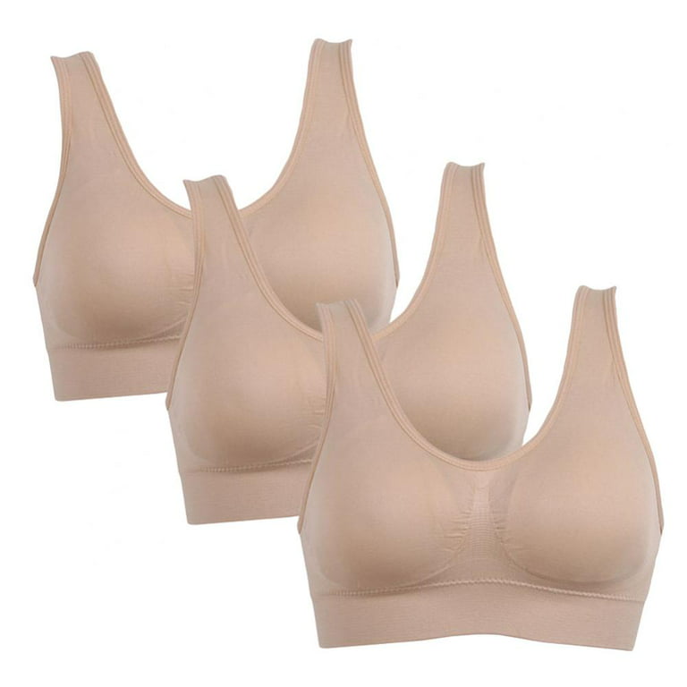 Sports Bra Size S-6XL Outdoor Underwear Women Seamless Bra Solid Fitness  Bras Yoga Tops Soft Cup Lovely Young 3pcs Beige