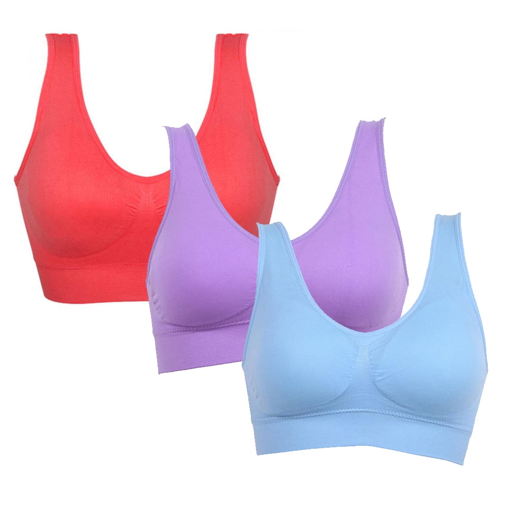 Sodopo Sports Bras for Women High Support Large Bust, Sexy Floral Scoop  Neck Padded Bralettes Full-Coverage Pullover Stretch Wireless Cotton Bra  Yoga