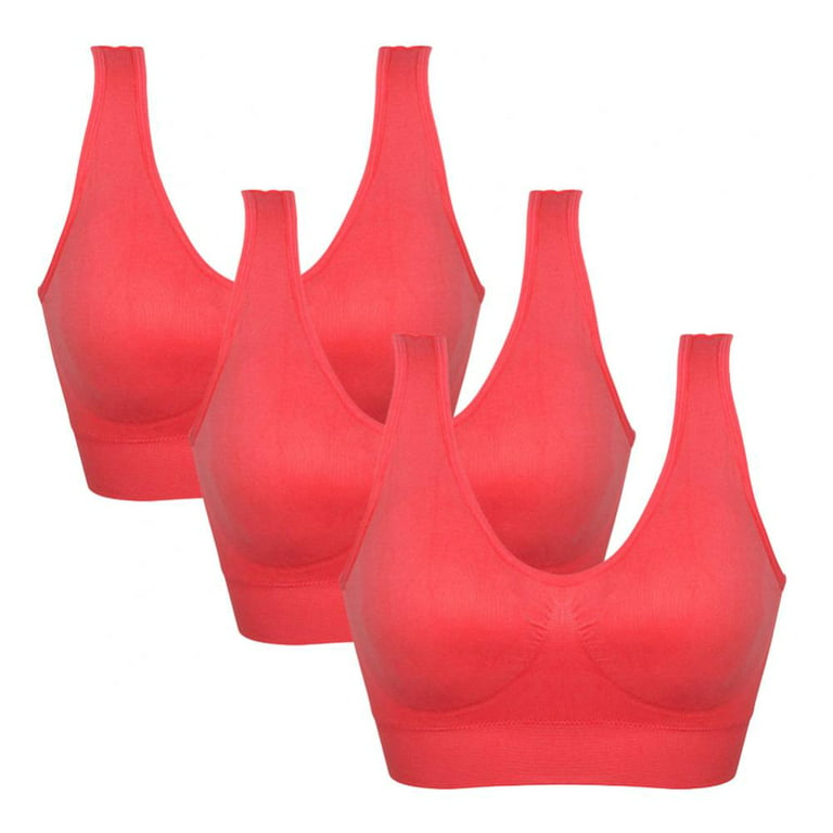 Sports Bra Size S-6XL Outdoor Underwear Women Seamless Bra Solid Fitness  Bras Yoga Tops Soft Cup Lovely Young 3pcs Red