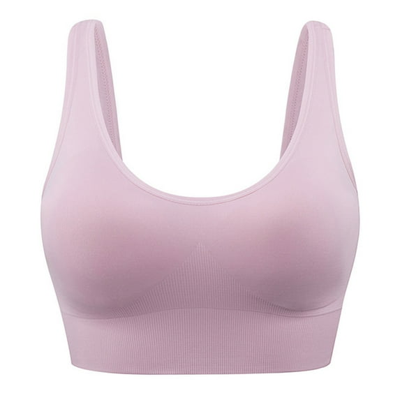 Sports Bra Women Back Adjustable No Steel Ring Gather Shockproof Fitness Running Underwear Cotton Bra Pink XXL