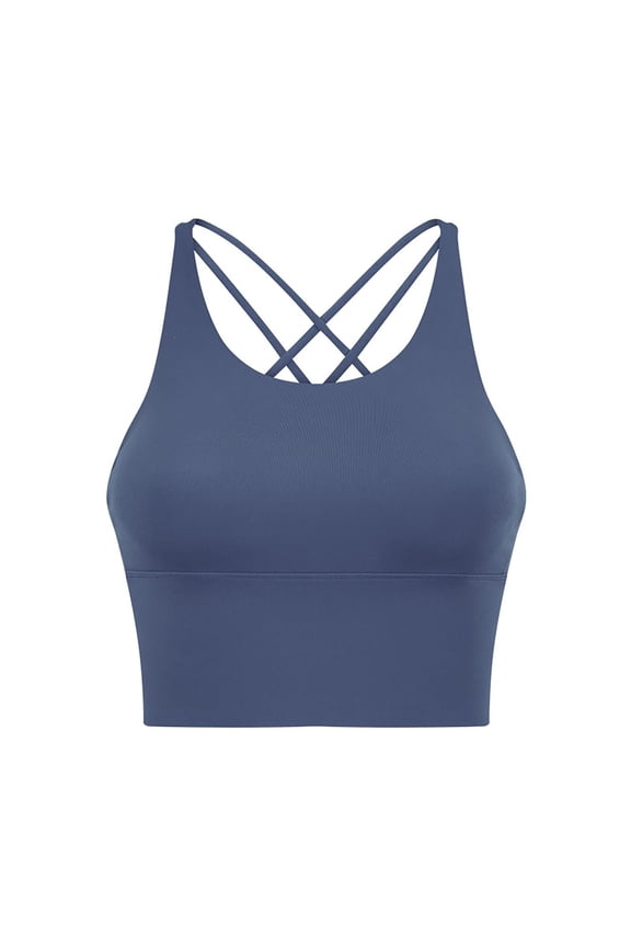 Sports Bra for Women High Support, Criss-Crossing Back Padded Strappy Sports Bras Yoga Bra with Cups Cropped Padded Seamless Workout Yoga Bras Gray 12