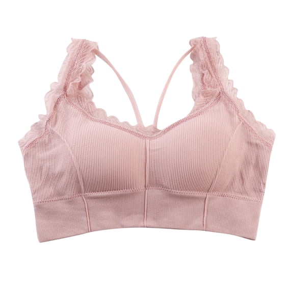 Sports Bra Women Lace Back Solid Color Seamless Strappy Wireless for Yoga and Gym Sport Bras