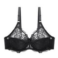thumbnail image 1 of Sports Bra Women Lace with Steel Solid Color Double Breasted Push Up Bra V-Neck Seamless Bra Feature Hook and Eye Closure Nursing Bra Style Y-342 , Black M, 1 of 2
