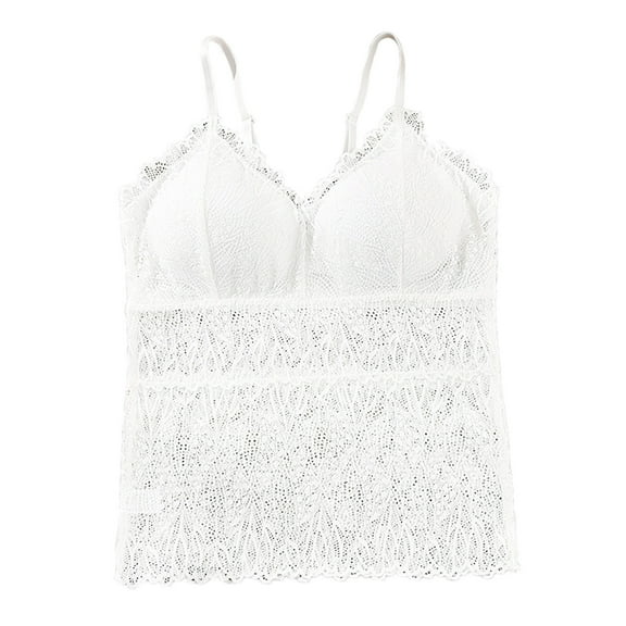 Sports Bra Women Lingerie Lace Chest Tube Backless Bra Camisole Base Underwear V-Neck Padded Bra Feature Hook and Eye Closure Demi & Balconette Bra Style Y-112 , White one size