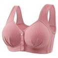 thumbnail image 1 of Sports Bra Women Sexy Lace Front Button Shaping Cup Adjustable Shoulder Strap Large Size Bra,Pink Nylon Underwear 50, 1 of 8