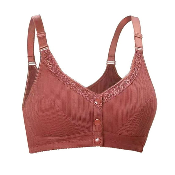 Amvlyk Sports Bra for Women No Underwire Front Closure Bra Comfort Push Up Wide Shoulder Strap Snap Closing Bra Seamless Soft Full Coverage Bra for Everyday Running Walking Yoga Work