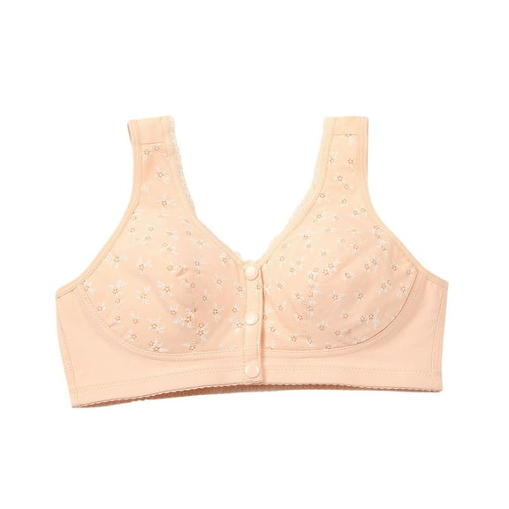 Amvlyk Front Closing Bras for Women Wirefree Seamless Lightweight Front Closure Bras Comfort Push Up Front Snap Bras Soft Breathable Everyday Bra for Sleep Walking Life Work