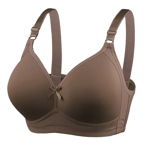 Sports Bra for Women No Underwire Lactation Vest Bra Back Adjustment Yoga Running Bra V-Neck Padded Bra Feature Hook and Eye Closure Training Bra Style Y-576 , Coffee L