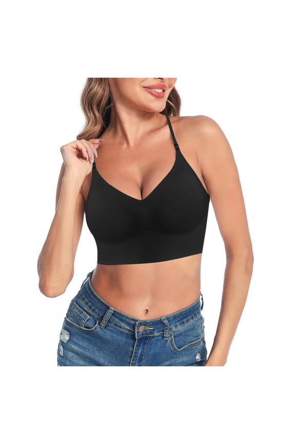 Sports Bra,Women's Low Back Bra Wire U Shaped Backless Bra Convertible Spaghetti Strap Seamless Sleeping Bralette