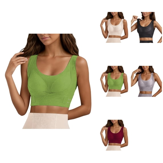 Sports Bra Workout Bra Front Closure Push Up Sports Bra for Women Seamless Smooth Back Underwire Support & Side Smoothing