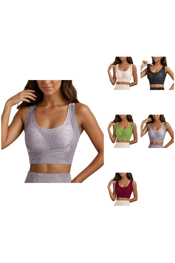 Sports Bra Workout Bra Front Closure Push Up Sports Bra for Women Seamless Smooth Back Underwire Support & Side Smoothing