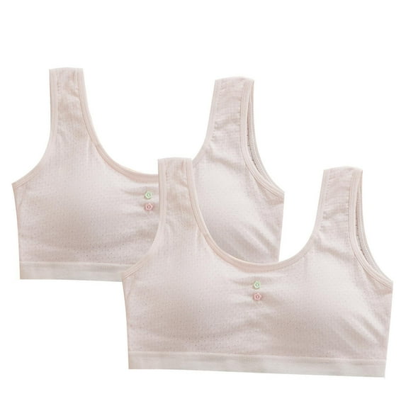 Sports Bra for Teens 2 Pack Girls Training Bra with Pads Seamless Sport Bra for Teen Girls Comfyable Cotton Training Bra 12Y