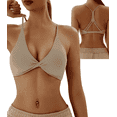 thumbnail image 1 of Sports Bra for Women Sexy Workout Yoga Bra Backless Thin Strappy Halter Criss Cross Removable Padding Light Support Athletic Gym Crop Top, 1 of 7