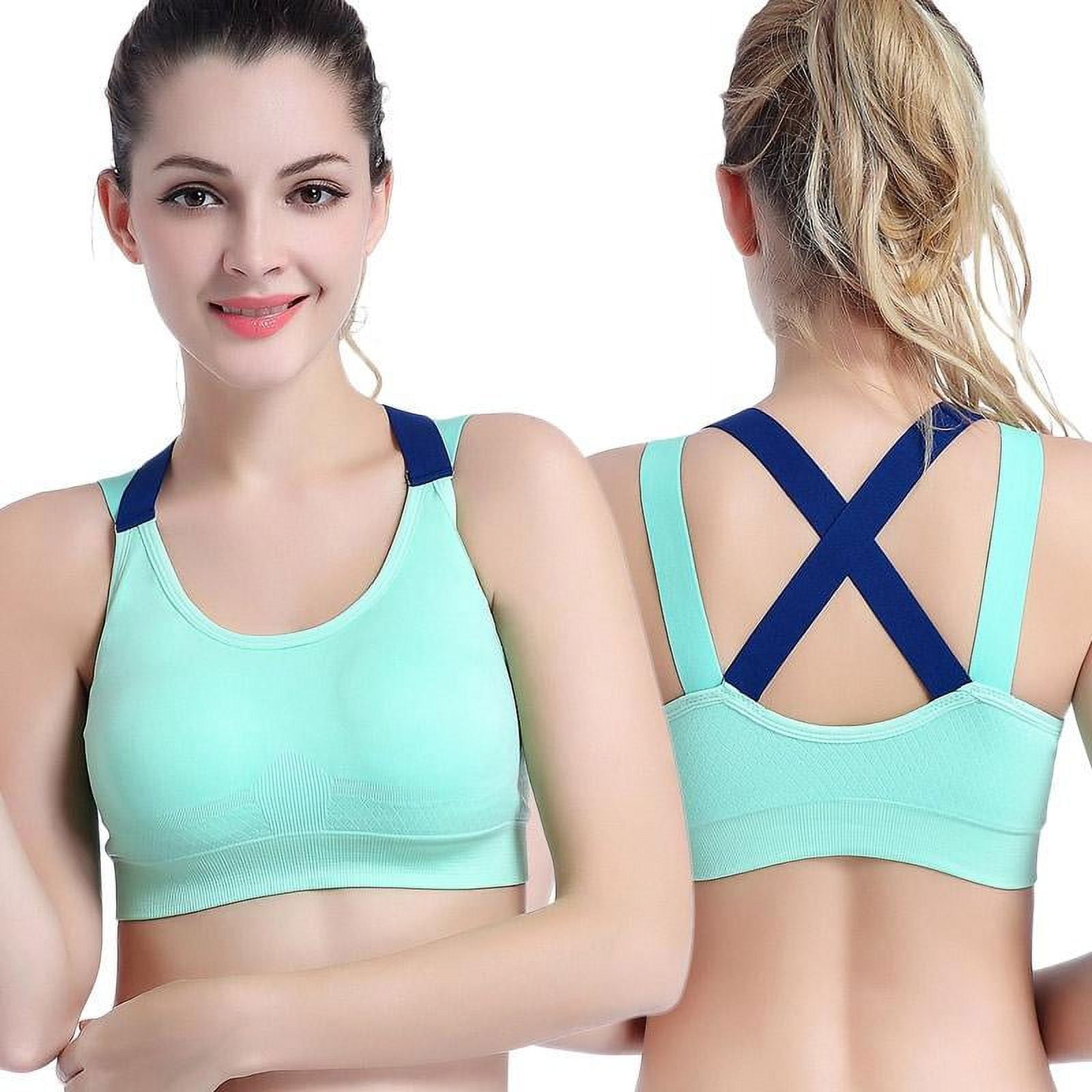 Sports Bra for Women, Criss-Cross Back Padded Strappy Sports Bras Medium  Support Yoga Bra with Removable Cups 