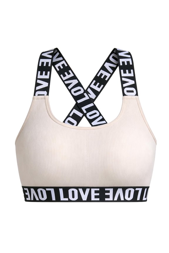 Sports Bra for Women Criss Cross Back Sports Ribbed Bras Breathable Summer Workout Top