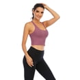 thumbnail image 1 of Sports Bra for Women, Medium-High Support Criss-Cross Back Strappy Padded Sports Bras Supportive Workout Tops, Rose Purple, XL, 1 of 8