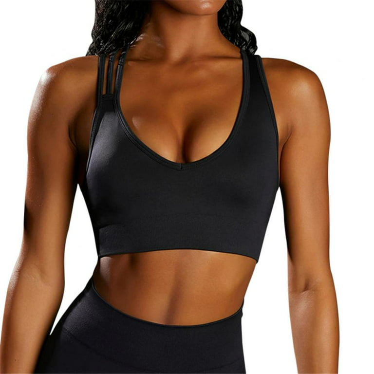  Sports Bra For Women Padded Medium Support Criss Cross  Strappy Bras Seamless High Impact Yoga Exercise Athletic Bras