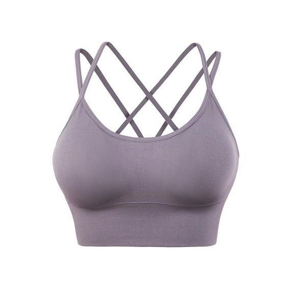 Sports Bra for Women Padded Medium Support Criss Cross Strappy Daily Bras Seamless Wirefree High Impact Athletic Bra