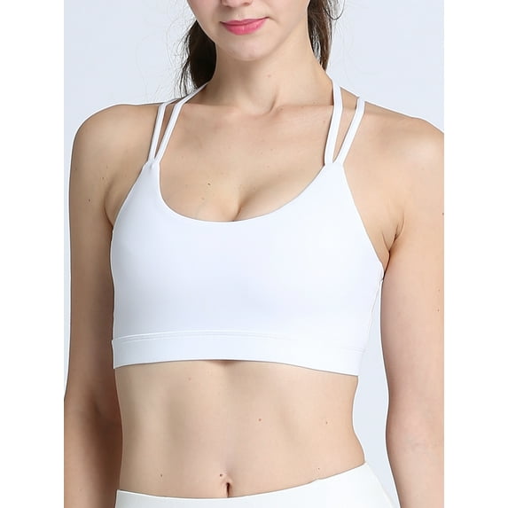 Sports Bra for Women Padded Workout Bras Light Support Strappy Cross Back Medium Impact Yoga Bras Black/Pink/White