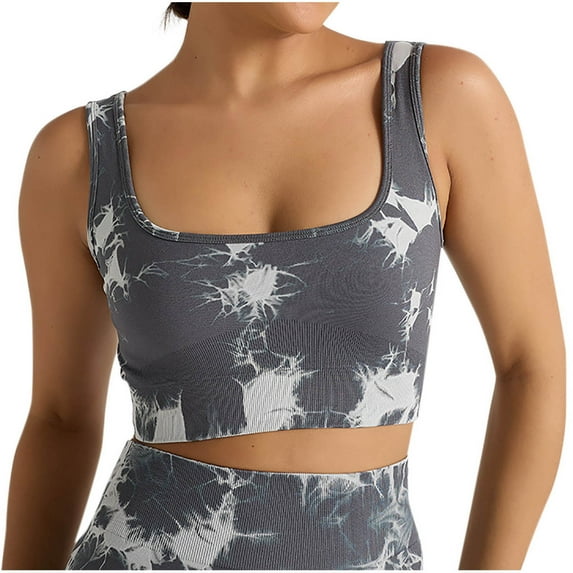 Sports Bra for Women Padded Workout Crop Top Seamless Yoga Bra Medium Support Tank Top Gym Fitness Bralette