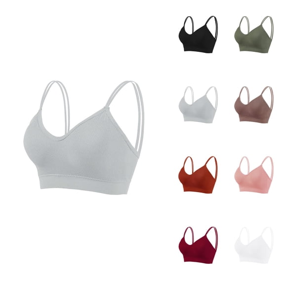 Sports Bra for Women Workout Bra Women's Double Shoulder Straps Off-the-Shoulder Sports Bra with Breast Wraps and Removable Pads