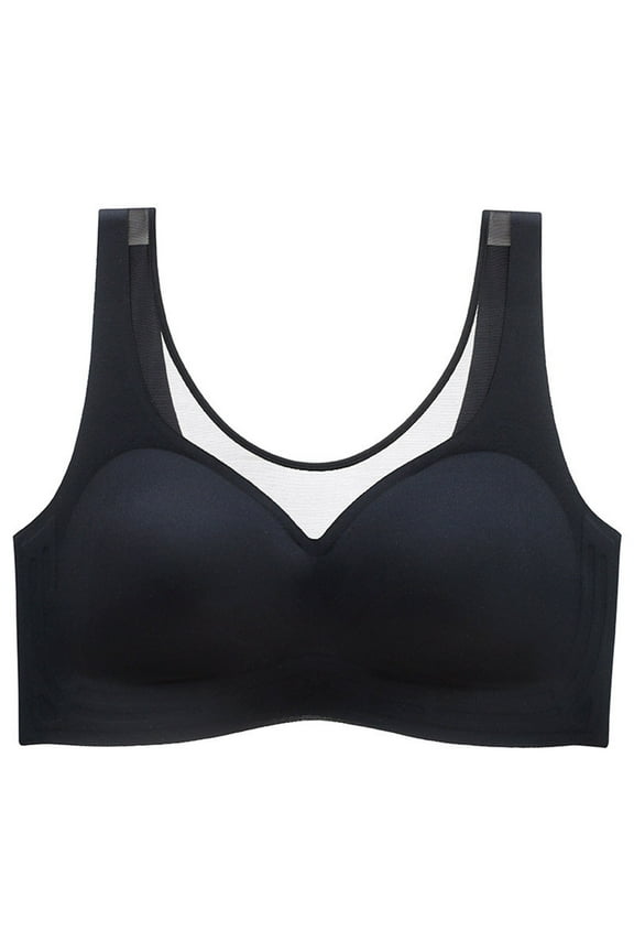Sports Bra with Padding Women No Underwire Bra Feature V-Neck Molded Bra Style W-1280 Hook and Eye Closure Running Sports Bras Black M