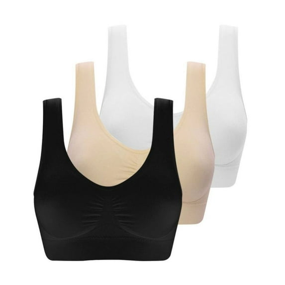 Sports Bras Comfort Bras for Women Seamless Wireless Sleep Yoga Bras with Removable Pads 1/3-Pack for Workout Athletic Fitness Gym S-3XL