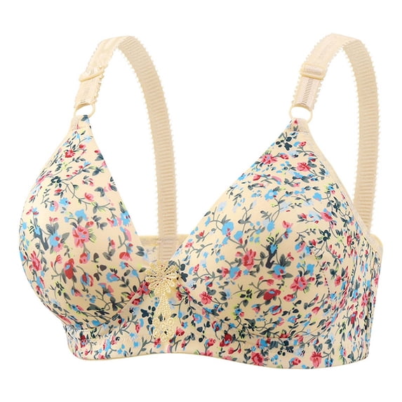 Sports Bras For Women Cotton Full Coverage Bra - Supportive Lightly Lined Floral Lace Wireless Sleeping Style Polyester-Cotton Blend 42B Womens Bras