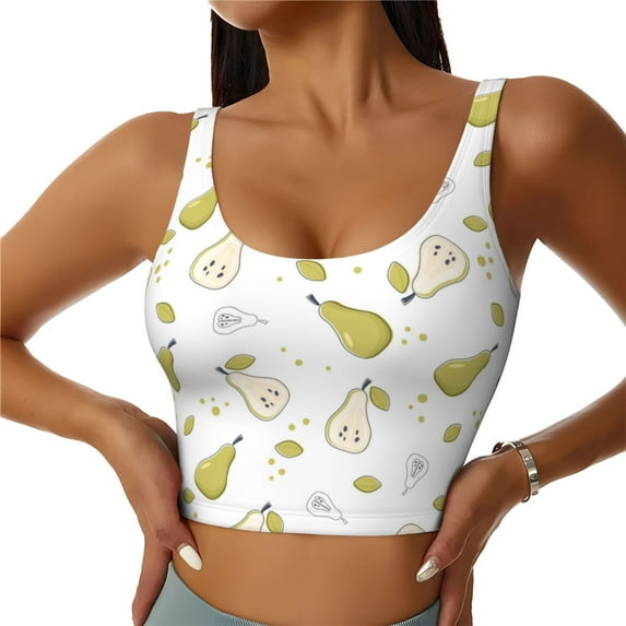 Sports Bras For Women - Cute Nature Pear Seamless Yoga Bra Workout Crop Top With Removable Cups