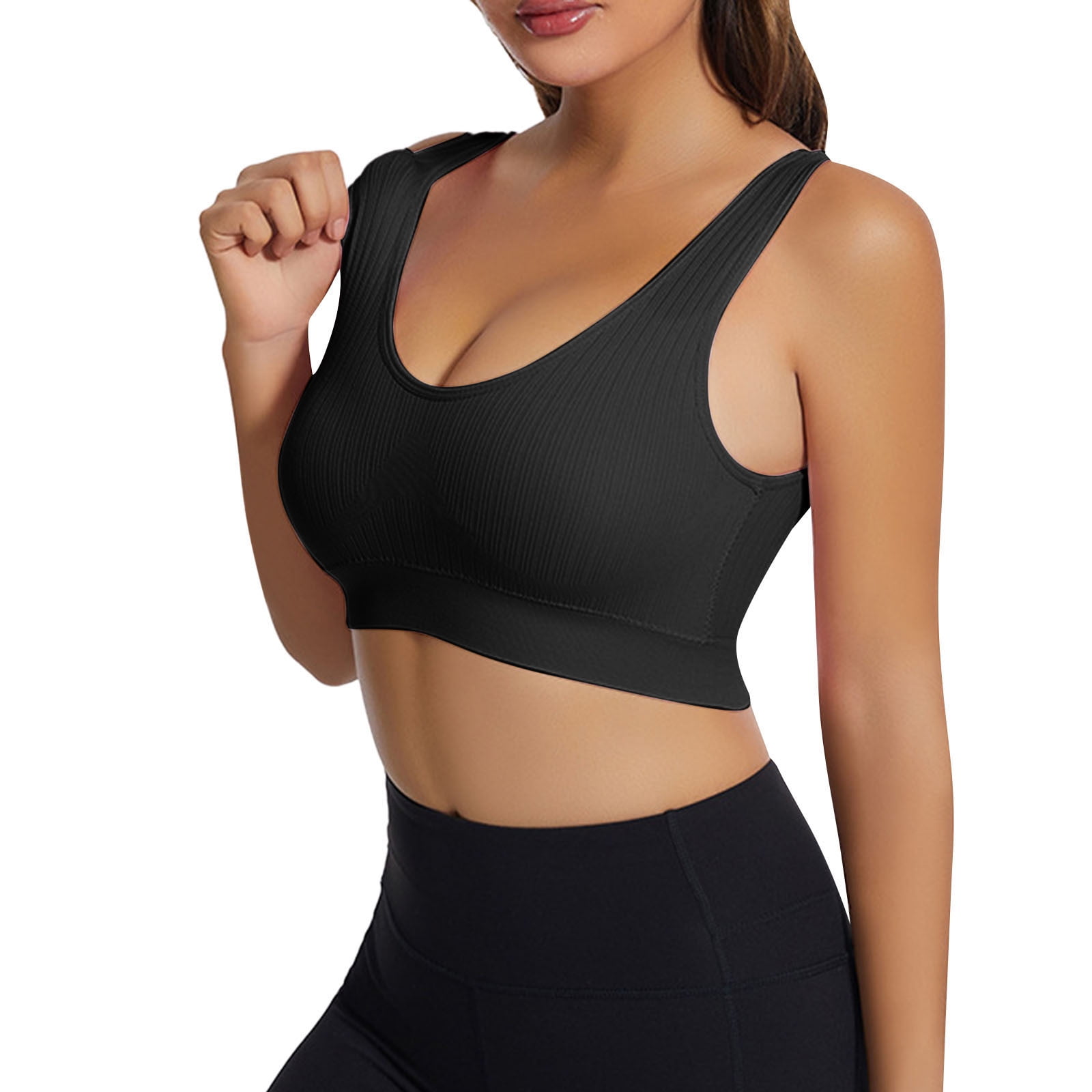 Women's Sports Bra Big Chest Small Running Shockproof Gathering No Steel  Ring Sports Bra Large Fitness Corset (Black, M) at  Women's Clothing  store
