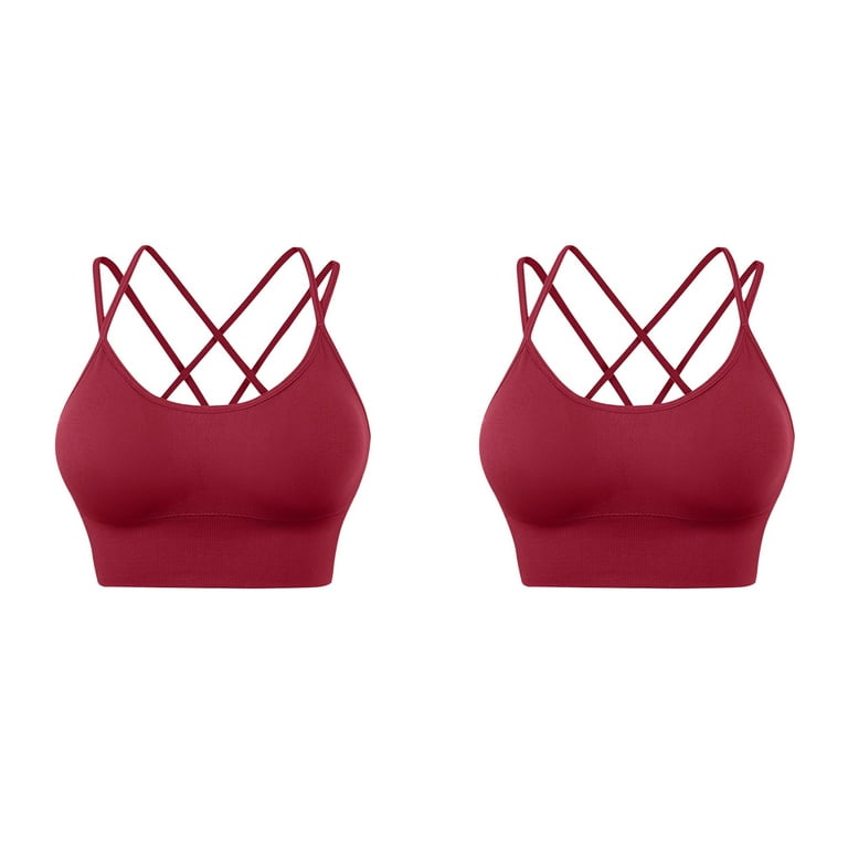 Sports Bras For Women High Support 2Pc Back Sport Bras Padded Strappy  Cropped Bras For Yoga Workout Fitness Low Impact Bras 