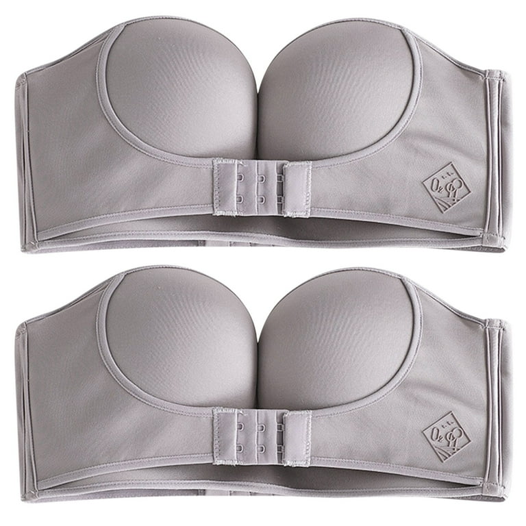 Sports Bras For Women High Support 2Pcs Solid Color Strapless Non Adjustment Rimless Dress Bra F Cup Walmart