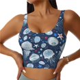 thumbnail image 1 of Sports Bras For Women - Jellyfish Starfish Seamless Yoga Bra Workout Crop Top With Removable Cups, 1 of 8