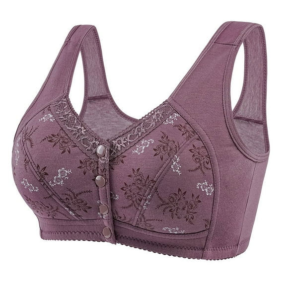 Sports Bras For Women Lace Front Buckle Bra - Printed Vest Style Without Rims Plus Size Underwear Cotton Material 5Xl Womens Bras