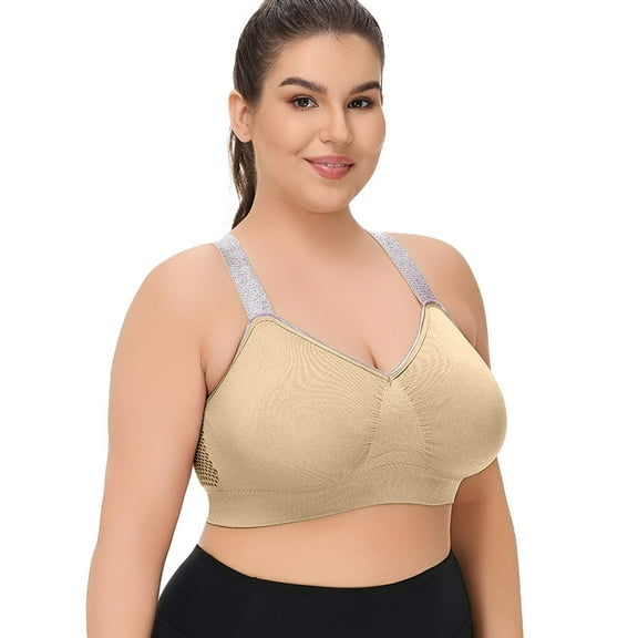 Sports Bras For Women Large Bust High Support Women's Beauty Back Smoothing Wireless Brafull Coverage Bras Breathable Comfort Wireless Bra Beige,XXL