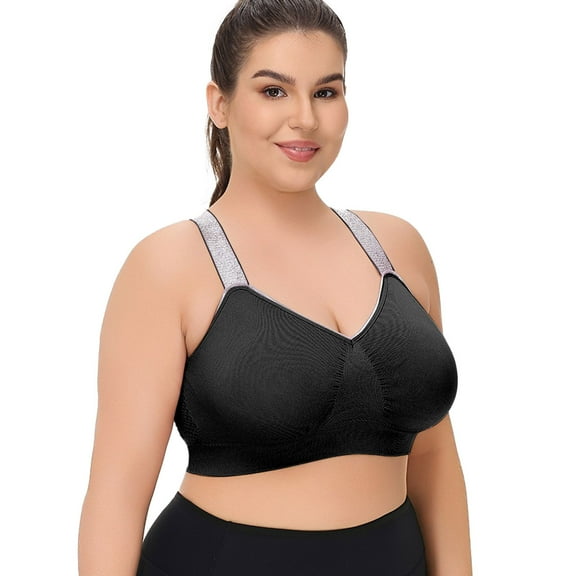 Sports Bras For Women Large Bust High Support Women's Beauty Back Smoothing Wireless Brafull Coverage Bras Breathable Comfort Wireless Bra Black,XL