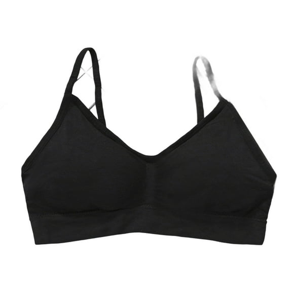 Sports Bras For Women No Underwire Thin Straps Padded Yoga Top Basic Wireless Camisole Halter Top Vest Bra (XL, Black)