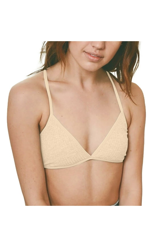 Sports Bras For Women Thread Triangle Wireless Bra - Lightly Lined Bralette Top Beauty Back Out Style Cotton Fabric M Womens Bras