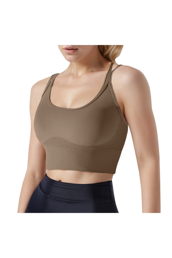 Sports Bras For Women,Women's Sports Bra Without Underwire Padded Bustier Strapless Bra Seamless Push Up Yoga Fitness