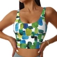 thumbnail image 1 of Sports Bras For Women Workout Tank Tops, Abstractly Bright Green Pattern Running Vest With Removable Cups, 1 of 2